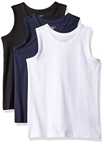 Amazon Essentials Toddler Boys Sleeveless Tank Tops, 3-Pack Black/White/Navy Blazer, 3T