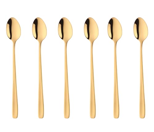 SBOMHS Latte Macchiato Löffel 18/10 Edelstahl Kaffeelöffel Langer Stiel Cafe Cappuccino Löffel Dessertlöffel 20 CM Longdrink Löffel für Nutella...