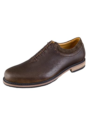 dirndl + bua Trachtenschuh Cityschuh für Herren Flache Haferlschuhe für Männer braune Schuhe für das Oktoberfest mit Schnürung Oliv ahorn