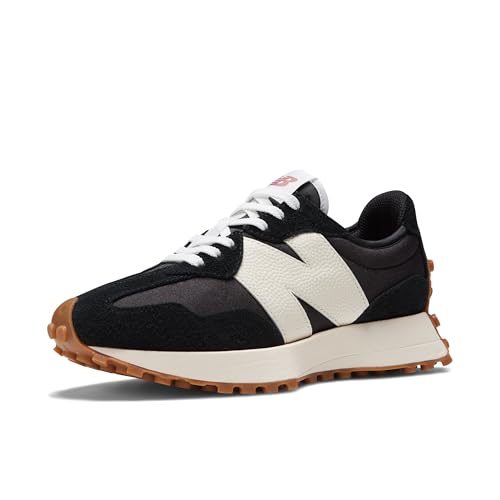 New Balance Women's 327 V1 Sneaker, Black/White, 7.5