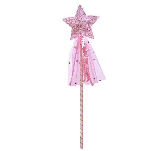 Vonokee Girls Princess Star Wand Glitter Angel Star Wand Stick for Birthday Halloween Christmas Party (Pink)