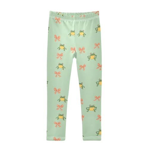 Cute Frog Bow Girls Leggings Athletic Pants Tights Stretch Bottom