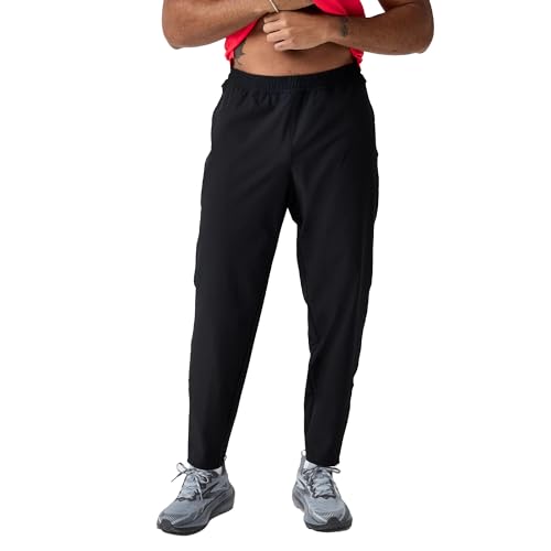 Brooks Men’s Canopy Pant, Lightweight, Water-Resistant Running Pants with UPF 50+ Sun Protection, 4-Way Stretch & Reflective Details - Black - Medium