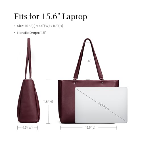 Image of befen Genuine Leather Work Tote Bag for Women with 15 inch Compartment | Real Leather, 15 inch Laptop Sleeve, Trolley Strap, Zipper, Cup Holder