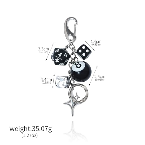 Image of 8 Ball Dice Charm Keychain - Cute Bag Purse Handbag Accessories - Y2K Aesthetic Key Chain for Women Men