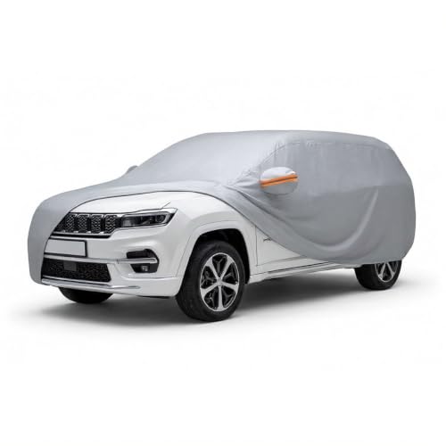 Image of myTVS 100% Waterproof Car Body Cover for Jeep Meridian - Custom-Fit, Double-Layer, UV & Dust Proof, Mirror Pockets & Elastic Clip Lock (CSK 11)