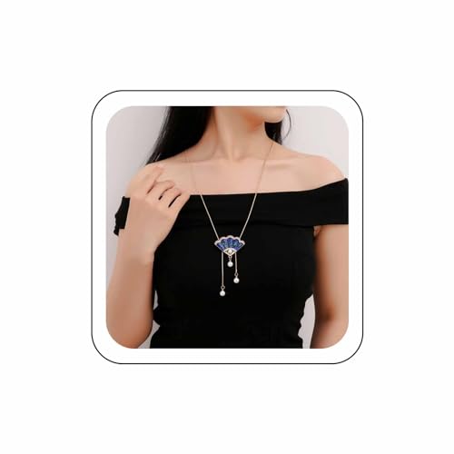 Wendalern Long collier pendentif perle élégant éventail de perles en forme de Y collier Vintage or Y Lariat collier chandail chaîne déclaration collier bijoux fantaisie pour femmes filles