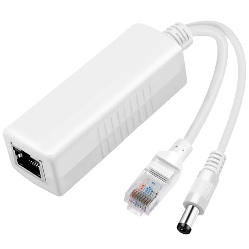 Gigabit PoE Splitter 12V 2A Output with IEEE 802.3af/at Standard Compliant, Power Over Ethernet Splitter Adapte for Security Camera, AP, Voip, 5.5x2.1mm DC Plug