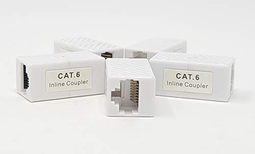 Micro connectors Cat6 Ethernet Coupler UL Listed White 5-Pack (C20-110L6W-5)
