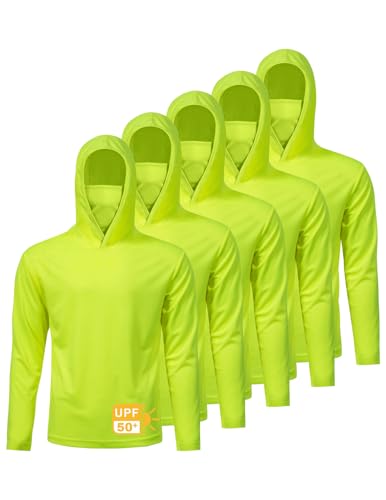 Image of 5 Pack Men's UPF 50+ Sun Protection Hoodie Shirts Long Sleeve Shirts Quick Dry Lightweight for Running Workout Hiking Fishing