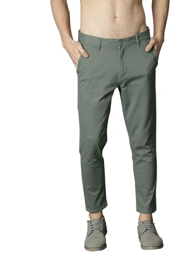 Image of Men's Slim Fit Cotton Blend Trousers - Stretchable Casual & Office Wear