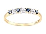 Old English Jewellers 9ct Yellow Gold Blue Sapphire & Diamond Eternity Ring - size J to S (K)