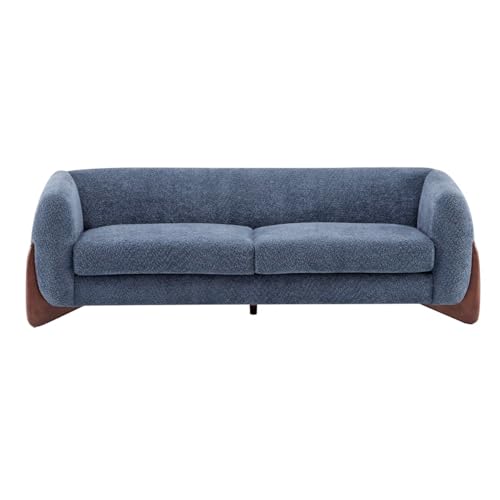 Image of LEGACY OF COMFORT Amala 80 inch Upholstered 3 Seater Sofa Three Seater Sofa with Wooden Legs for Living Room Hotels & Offices (Blue)