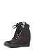 Top Moda Eric-9 Women's High Top Lace Up Fashion Sneaker Wedge - Black Nubuck PU