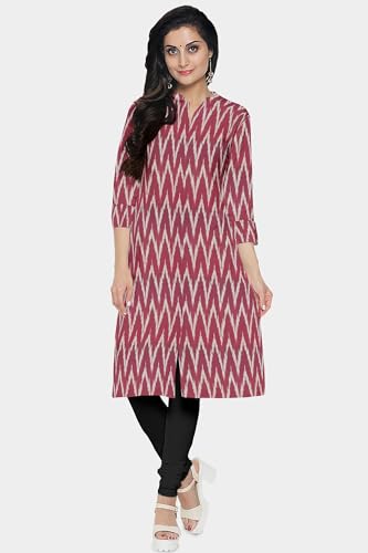 Image of Cotton Pochampally ikat unstitched blouse, Kurthi, long frock fabric material for women (1 meter, 2 meters & 3 meters)