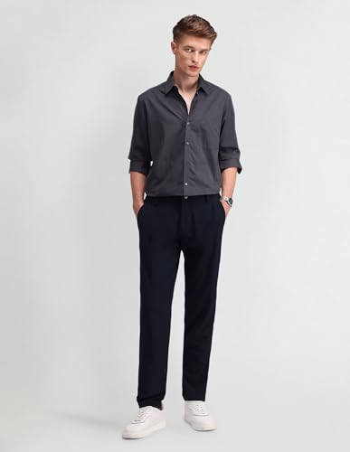 Image of Arrow Solid Slim Fit Mens Formal Shirt - 100% Cotton, Breathable & Comfortable, Full Sleeves Shirts for Men