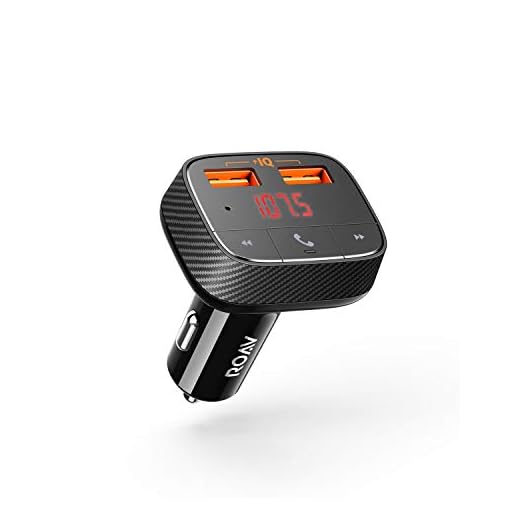 Anker Roav SmartCharge F0 Bluetooth FM Transmitter for Car, Audio Adapter and Receiver, Hands-Free Calling, MP3 Car Charger with 2 USB Ports, PowerIQ, and AUX Output (No Dedicated App)