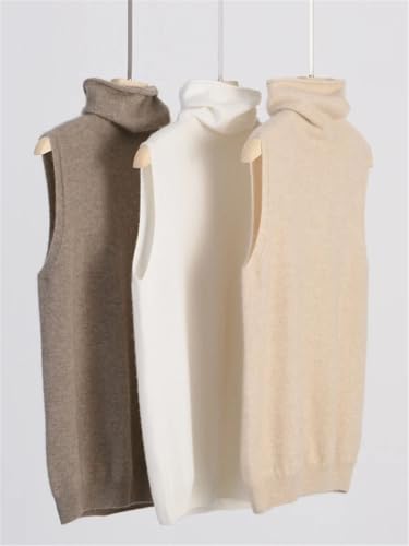 Women Sleeveless Turtleneck Merino Wool Sweater Vest Soft Warm Winter Elegant Layering Knit Tops3