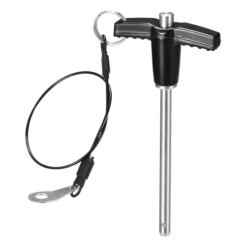 DTGN T-Griff Schnellspannstift - 6mmx70mm(DxL) - Gut zum schnellen Verbinden und Anschließen von Komponenten - Kugelverriegelungsstift aus 304 Edelstahl mit Druckknopf - Schwarz/Silber