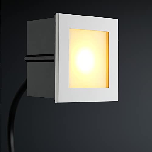 LED Treppenbeleuchtung Bilbao Weiß | Treppenstufenbeleuchtung/Treppenleuchten/Stufenbeleuchtung/Treppe Beleuchtung/Treppenlicht | 1W / Moderne/Innen/Eckig / 230V / IP44 / Warmweiß Cover