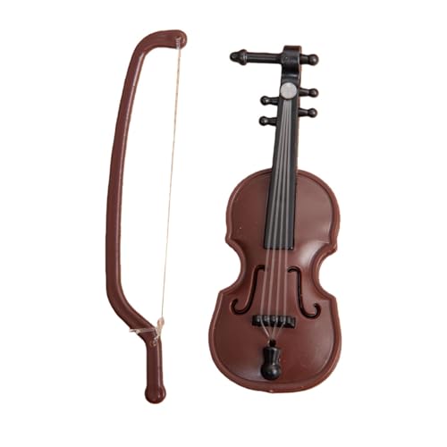 Miniature Violin Worlds Smallest Violin - Brown Tiny Violin with Bow Stand Support Musical Ornament Toy Gifts for Decorating Dollhouse Home Offices White Day