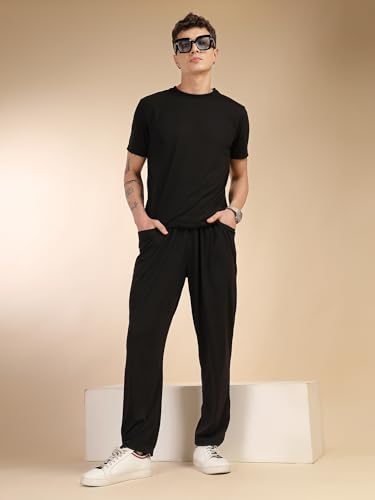 Image of Thomas Scott Men's | Relaxed Fit | Solid | 100% Polyester | Co-Ord Set With Short Sleeve T-Shirt & Trouser