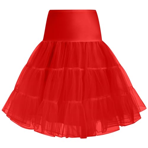 Petticoat Unterrock Damen Kurz Crinoline Reifrock für Rockabilly Kleid 40er 50er 60er Jahre Rock Brautkleid Knielang Tüllrock Elegant Vintage Swing...