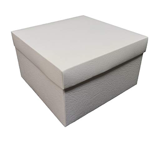 Aurora Store.It 10 Scatole In Cartone Con Coperchio Bianco Pieghevole Fai Da Te 20X20X10 Cm Bomboniera Matrimonio Battesimo Comunione Regalo Muffin Po