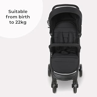 My Babiie MB30 Pushchair – from Birth to 4 Years (22kg), Easy Compact Fold, Large Shopping Basket, Adjustable Handle, Stroller Includes Cup Holder, Rain Cover – Black