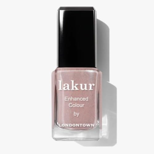 LONDONTOWN lakur Nail Polish - Chip-Resistant, Non-Toxic, Conditions & Hydrates Nails | Shimmery Holographic Neutral Pink, Champagne in Bed, .40 fl oz