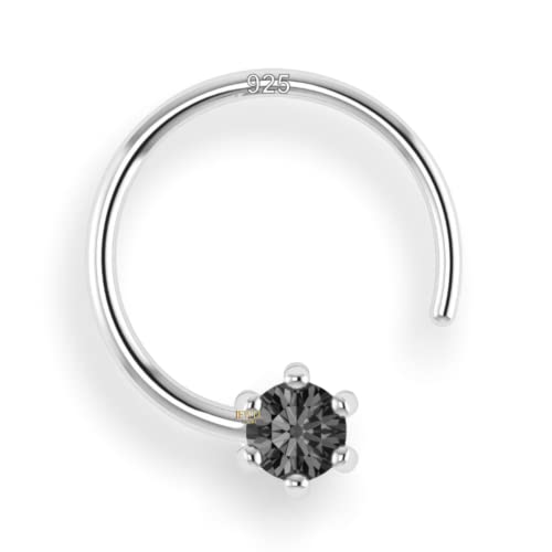 Image of SJ SHUBHAM JEWELLERS 92.5-925 Sterling Silver Round Shape White Cubic Zirconia Prong /Cup Setting Nose Pin Stud for Women Girls Size 2MM 3MM Size Pure Silver