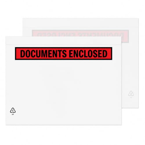 RFE 100 x A5 Printed Document Enclosed Wallets Printed Peel & Seal Clear Plastic Envelopes/Sleeves/Pockets/Wallets | Attach Invoices Packing Lists & Delivery Notes to Parcels