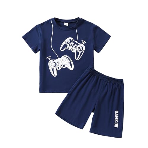 Image of KIDLAGA Kids Toddler Boy Clothes Outfits Bear Print Tee + Plaid Shorts 2 Pieces Summer Shorts Set