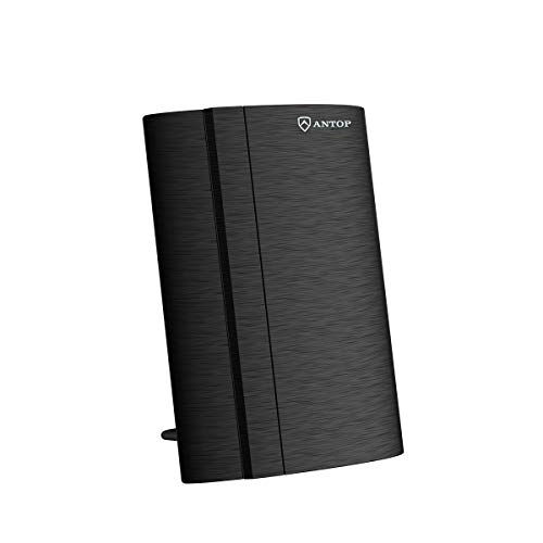 image for ANTV Indoor Amplified AM/FM Antenna, ANTOP Curved Panel AT-212FM with 