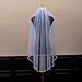 WEZTEZ Bridal Veils Beaded Edge Wedding Veil,1 Tier Pearl Crystal Edge Fingertip Length Short Bride Veil With Metal Comb