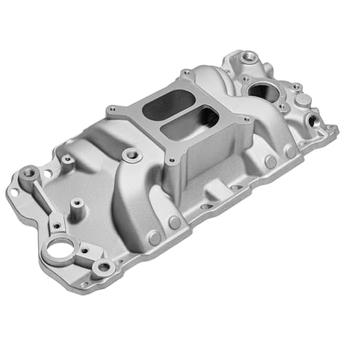 Image of 2701 7101 Intake Manifold Aluminum Dual Plane High Rise Compatible with Chevy Small Block Gen I 350 305 307 327 400 283 265 302 V8 for C /K Suburban Blazer Camaro Corvette Impala Chevy II Nova, Sliver