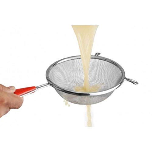 MK Star Multipurpose Stainless Steel Strainer, Red Handle (Silver) 1
