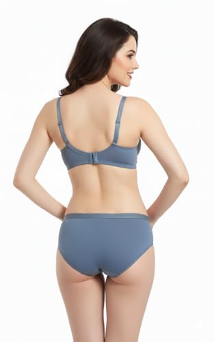 Image of Combo Pack of 2, Premium Women's Cotton Rich Non-Padded Wire-Free Lingerie Sets | Full Coverage Bra & Low Rise Panty with Lace Work | Bra Panty Sets