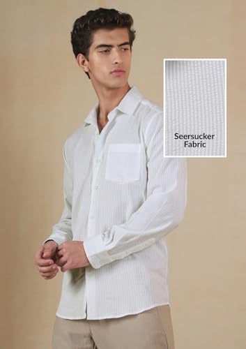 Image of FYLTR Men's Full Sleeve Casual Shirt - 100% | Regular Fit | Shirts for Men | Solid Color | Textured Shirt