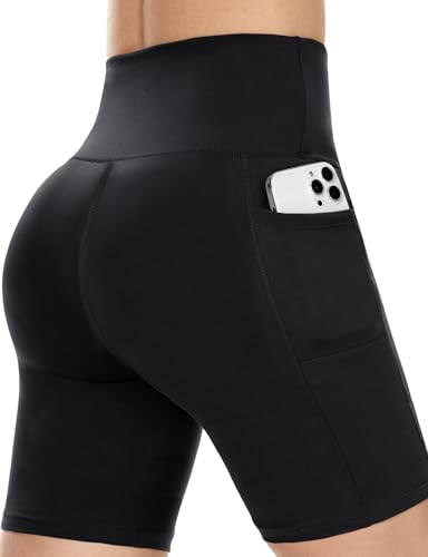 Buauty Biker Shorts Women - 5"/8" High Waisted Tummy Control Workout Gym Spandex Yoga Athletic Bike Shorts with Pocket3