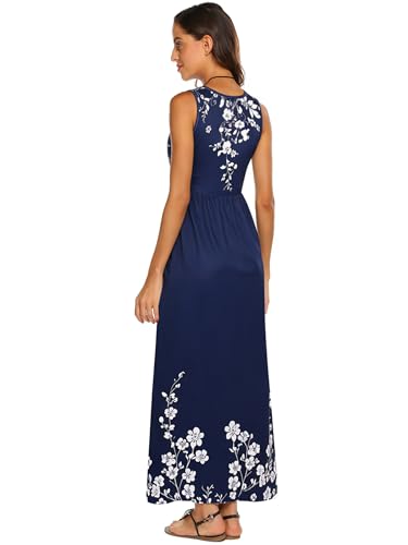 Image of Hount Women's Summer Sleeveless Striped Flowy Casual Long Maxi Dress with Pockets