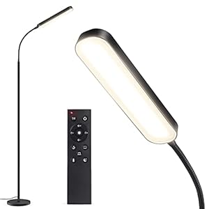 OUTON Lampadaire LED Dimmable 15W 1500LM, Lampe de Lecture avec 4 Températures de Couleur, Télécommande et Commande Tactile, Minuterie 1H, Éclairage de Lecture pour Salon, Chambre, Bureau, Noir