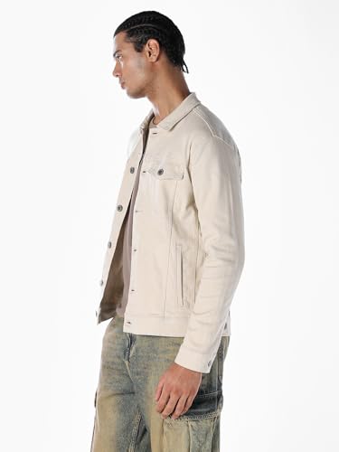 Image of JACK & JONES Men's Spread Collar Cotton Standard Length Washed Denim Jacket