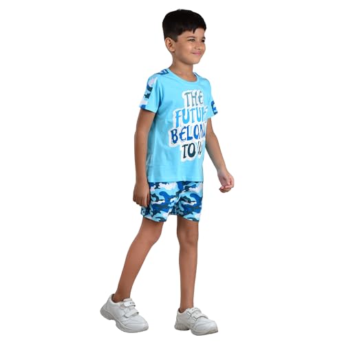 Image of Clothe Funn Boys Printed Cotton Half Sleeves T-Shirt & Shorts Set