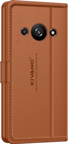 Image of KIVANO LUXE Compatible for Poco C61 / Redmi A3 / Redmi A3X Luxury Handmade Leather Magnetic Flip Folio Case | Card Holder & Kickstand | Slim Protective Cover | Unisex - Brown