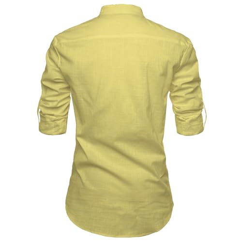 Image of Men's Full Sleeve Beige Color Cotton Blend Spread Slim Fit Shirt Style Kurta for Men and Boys