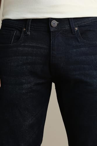 Image of Peter England Men's Slim Tapered Jeans | Denim | Casual Wear | Modern Fit