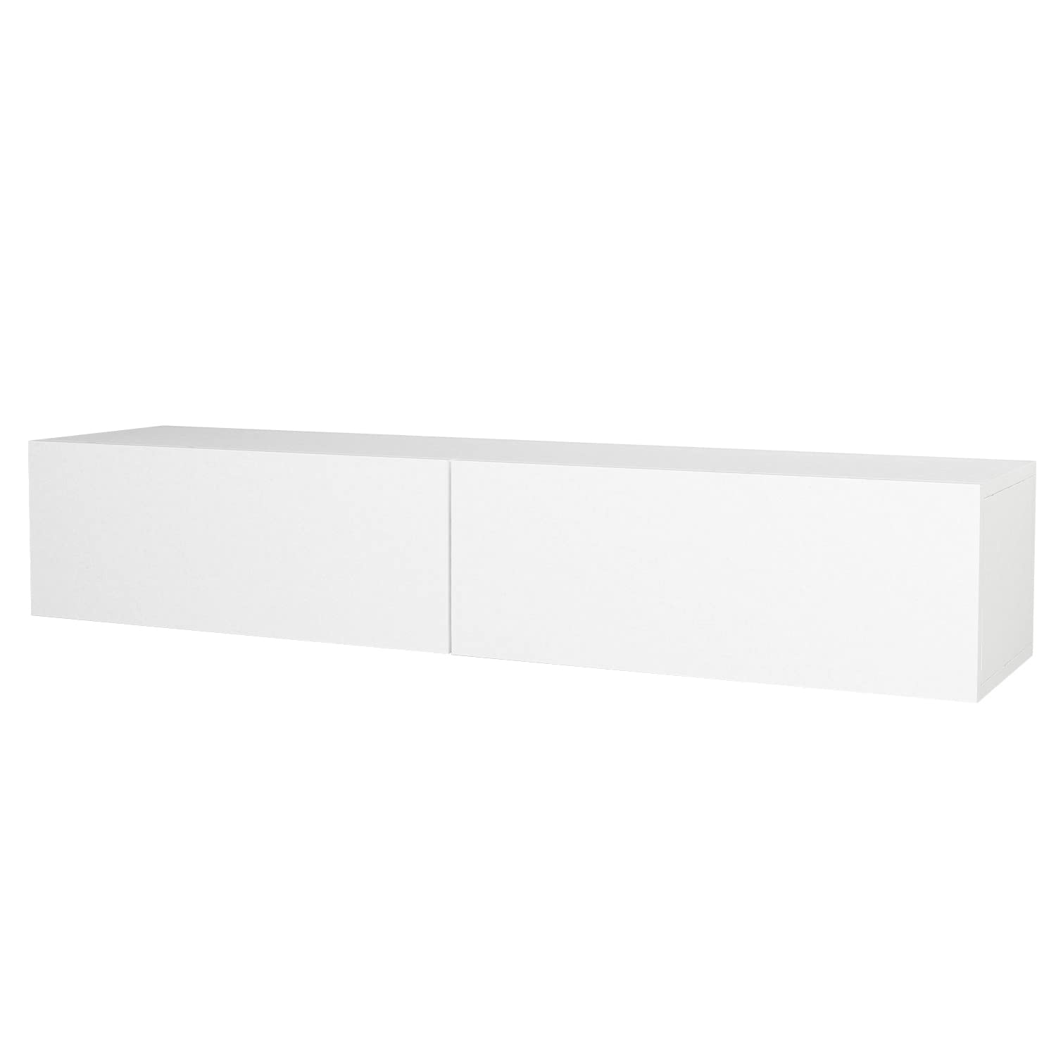 moebel17 8454 Aristo TV Lowboard Hängeboard Sideboard – Weiß/Holz, 135 x 25 x 31,6 cm