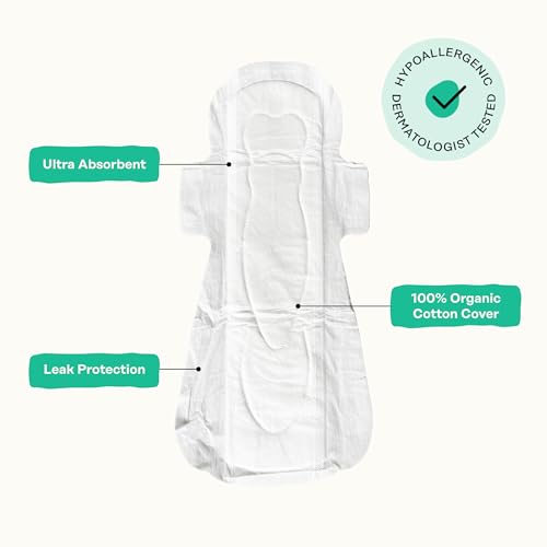 Image of The Honey Pot Company - Herbal Sanitary Pads for Women - Heavy Flow Overnight w /Wings - Infused w /Essential Oils for Cooling Effect & Organic Cotton Cover - Feminine Care - 11 ct