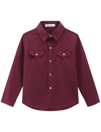 Image of Noomelfish Girls Long Sleeve Western Pearl Snap Button Down Shirt Cowgirl Outfits Blouse Tops (5-14 Years)